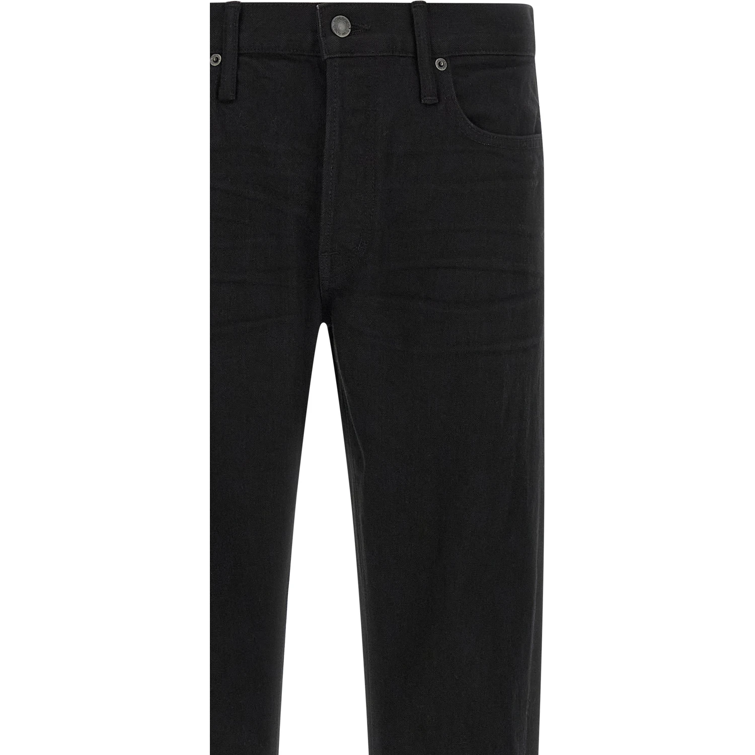 Black Cotton Straight-Leg Jeans