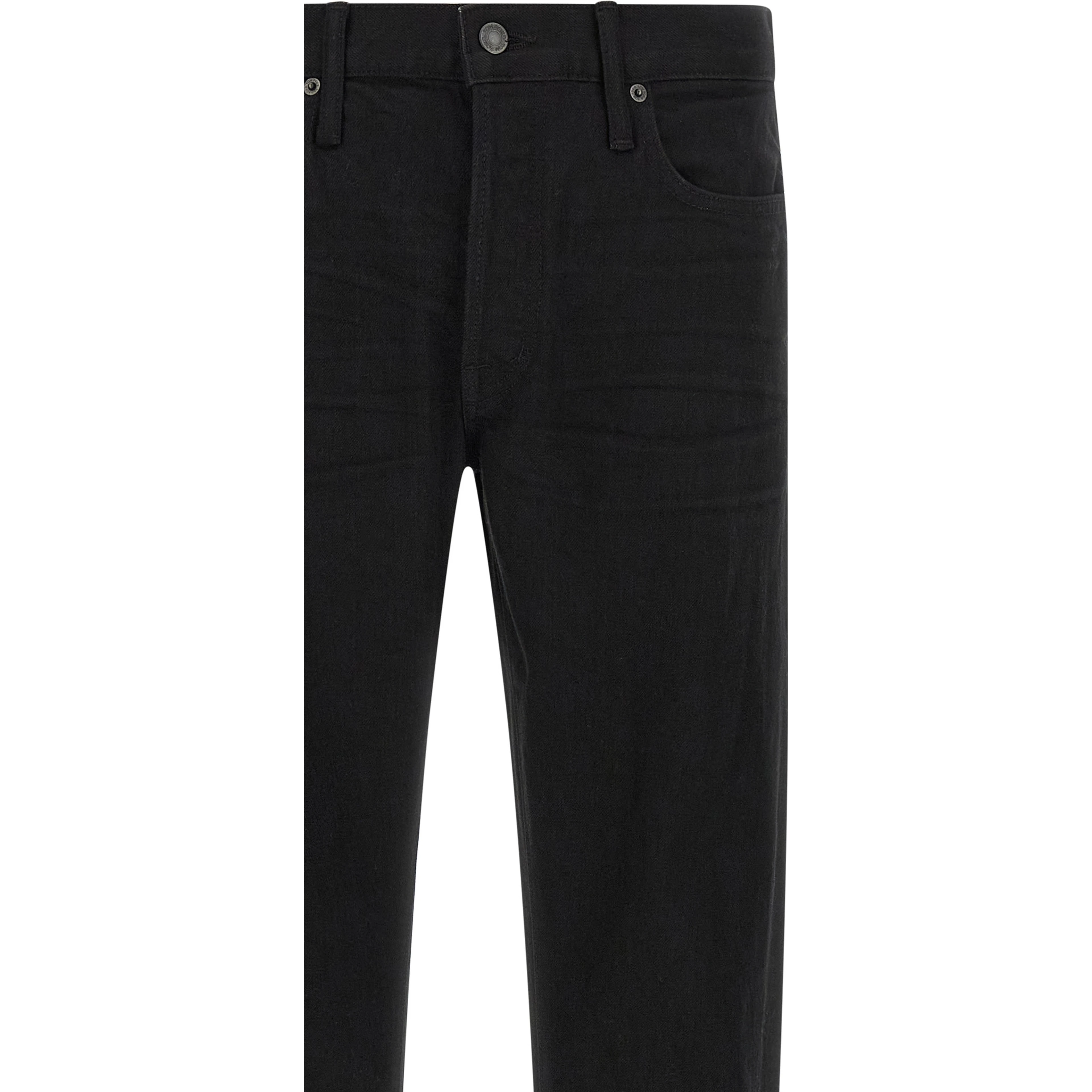 Black Cotton Straight-Leg Jeans