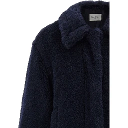 Blue Alpaca Leather Coat