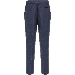 Blue Linen Casual Pants