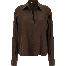 Brown Silk Polo Shirt