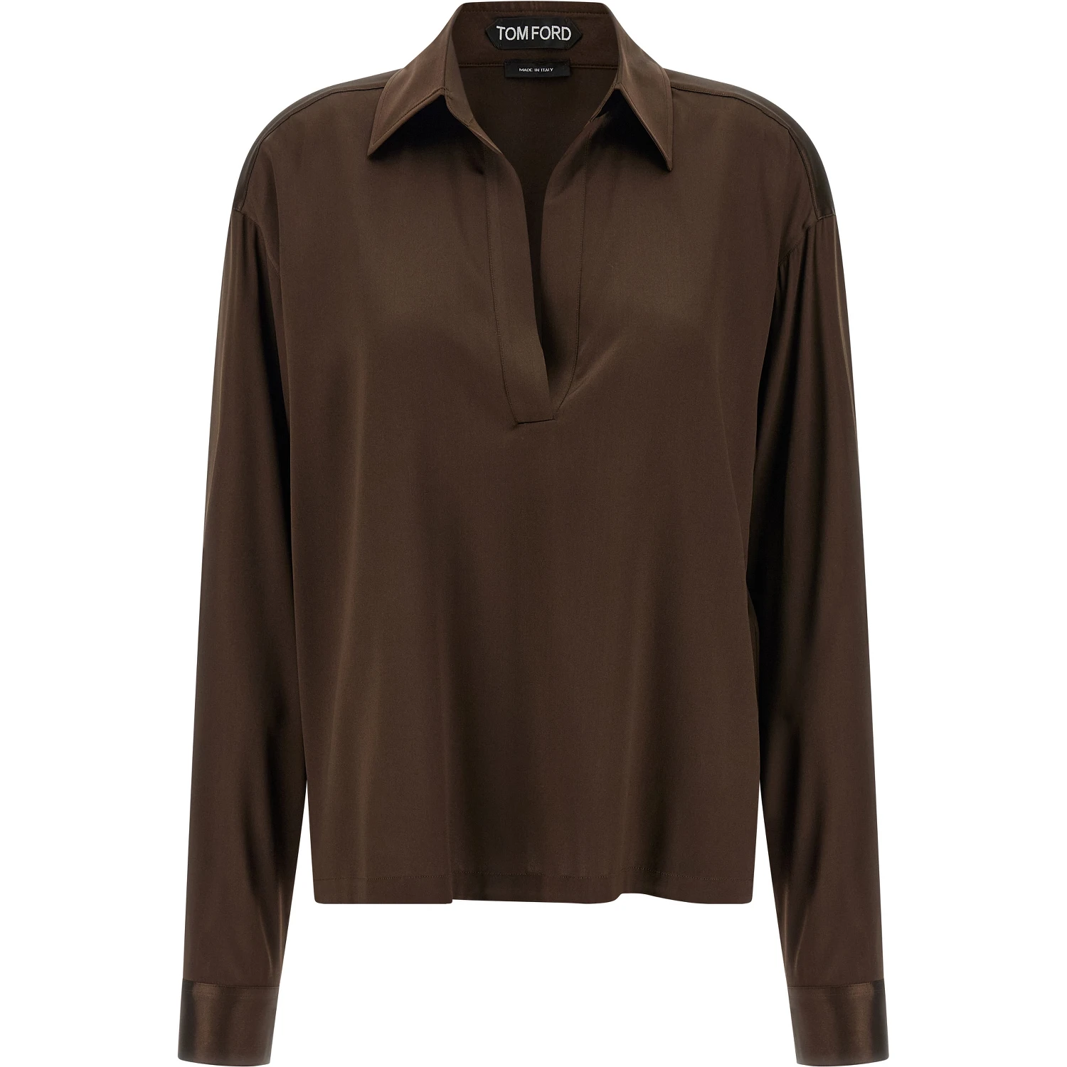 Brown Silk Polo Shirt