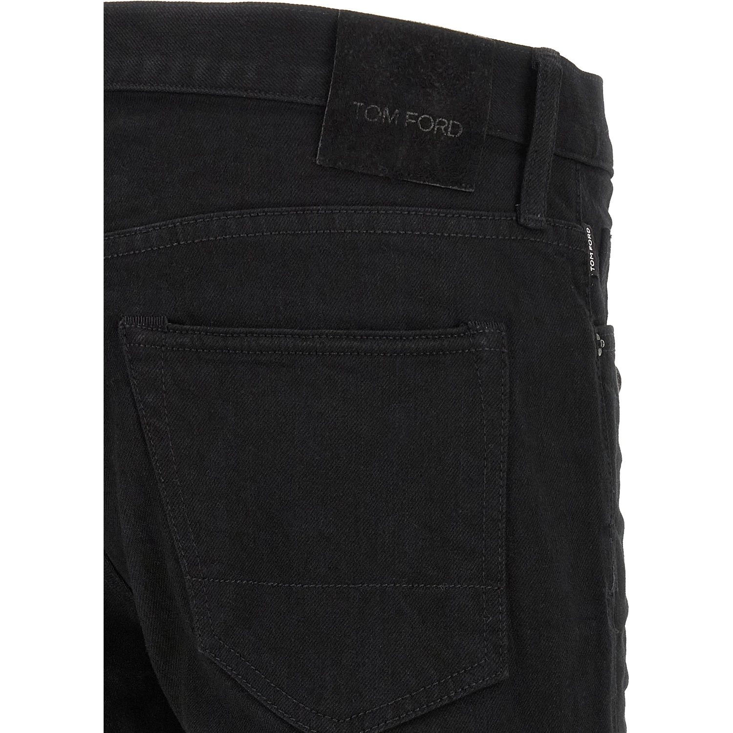 Black Cotton Straight-Leg Jeans