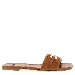 Brown Leather Slides