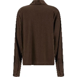 Brown Silk Polo Shirt