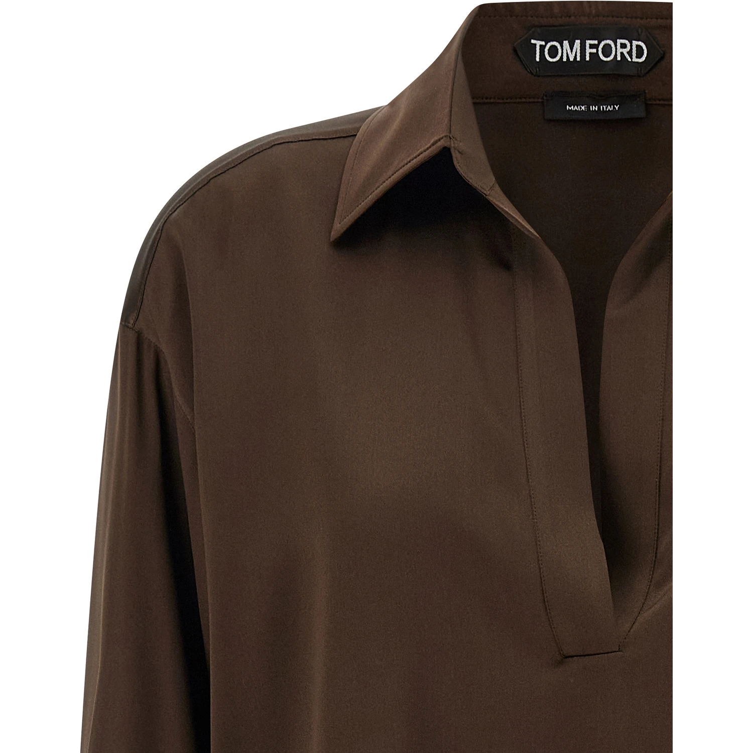 Brown Silk Polo Shirt