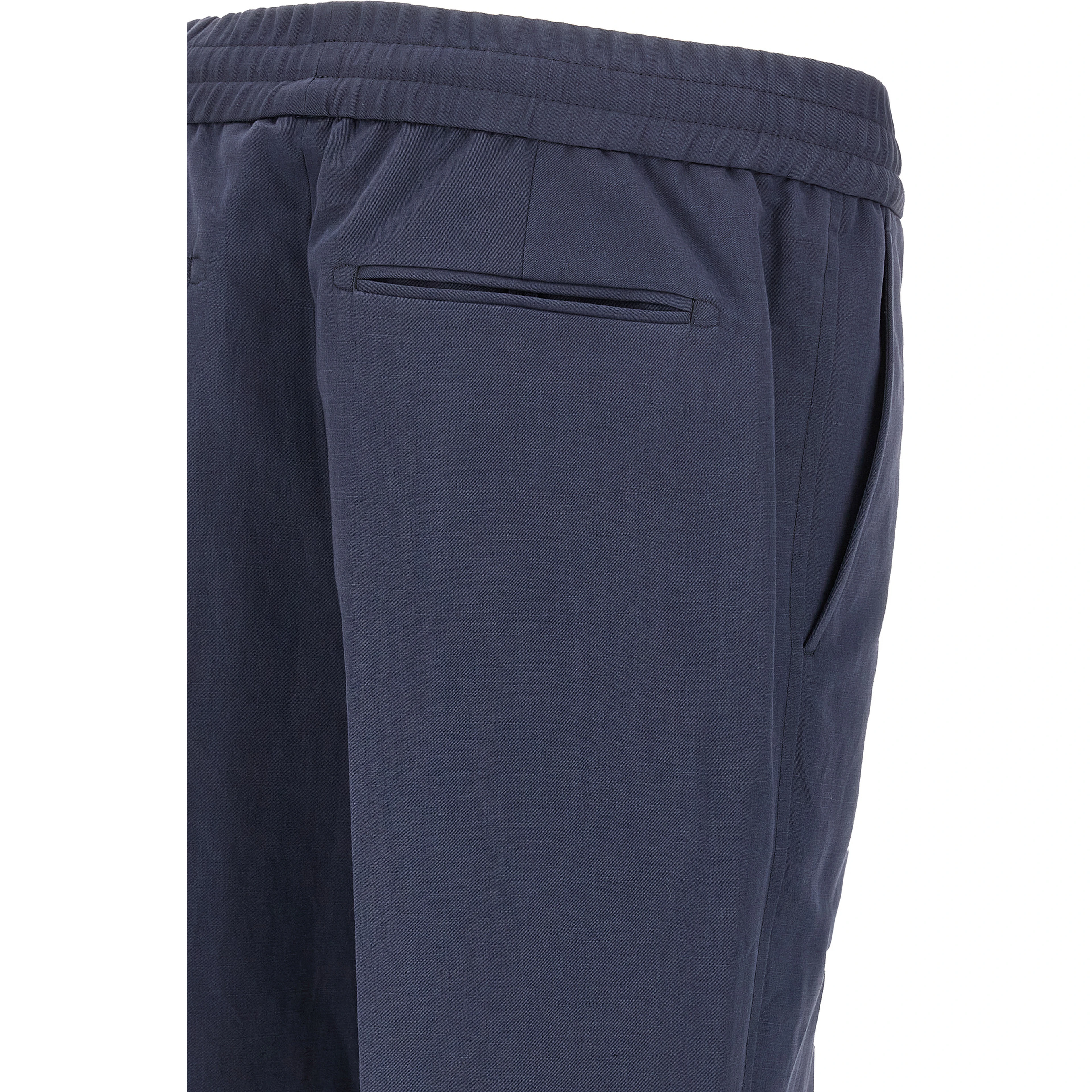 Blue Linen Casual Pants