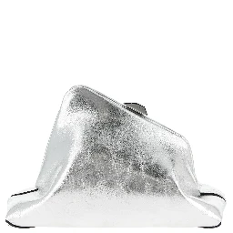 Silver Calfskin Clutch Bag