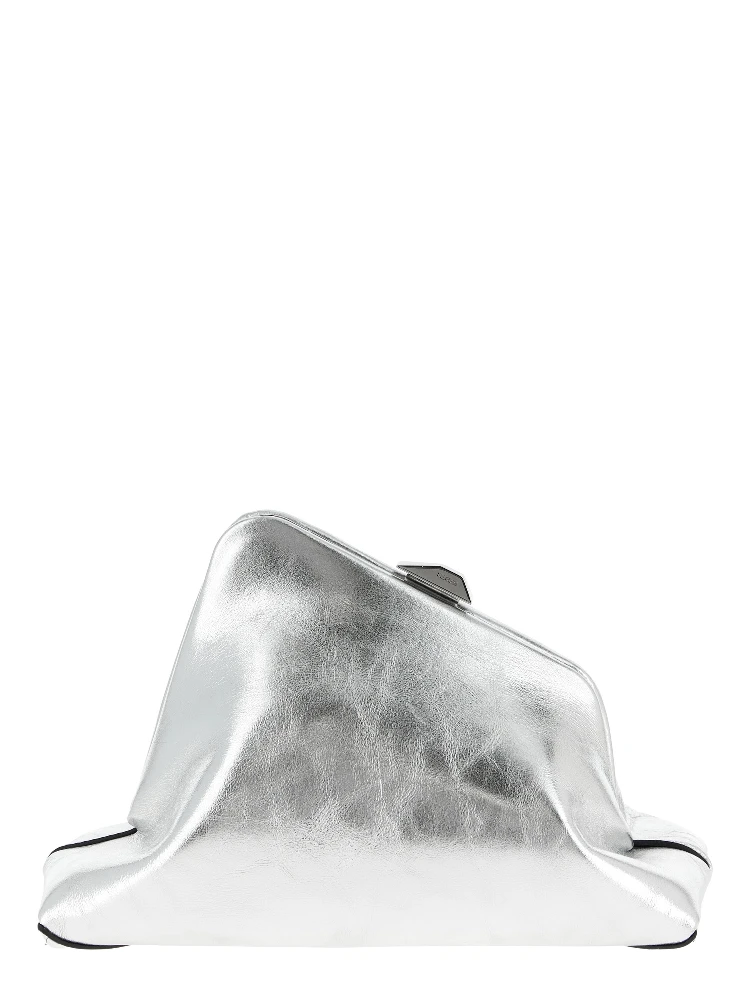 Silver Calfskin Clutch Bag