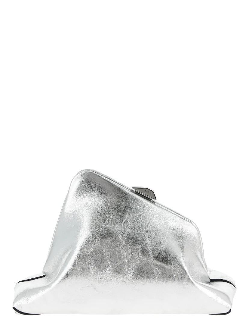 Silver Calfskin Clutch Bag
