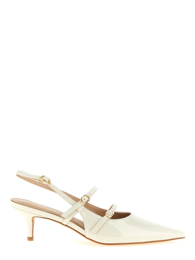 White Polyethylene Mid Heel Pumps