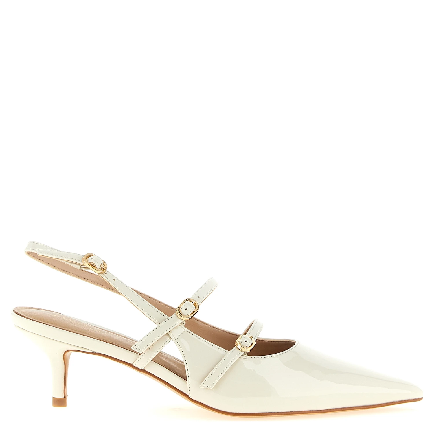 White Polyethylene Mid Heel Pumps