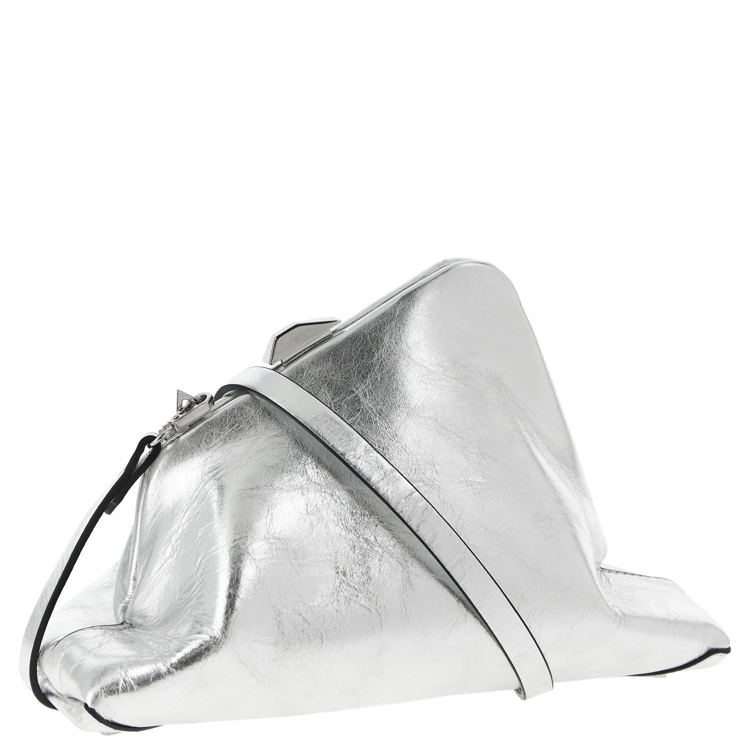 Silver Calfskin Clutch Bag