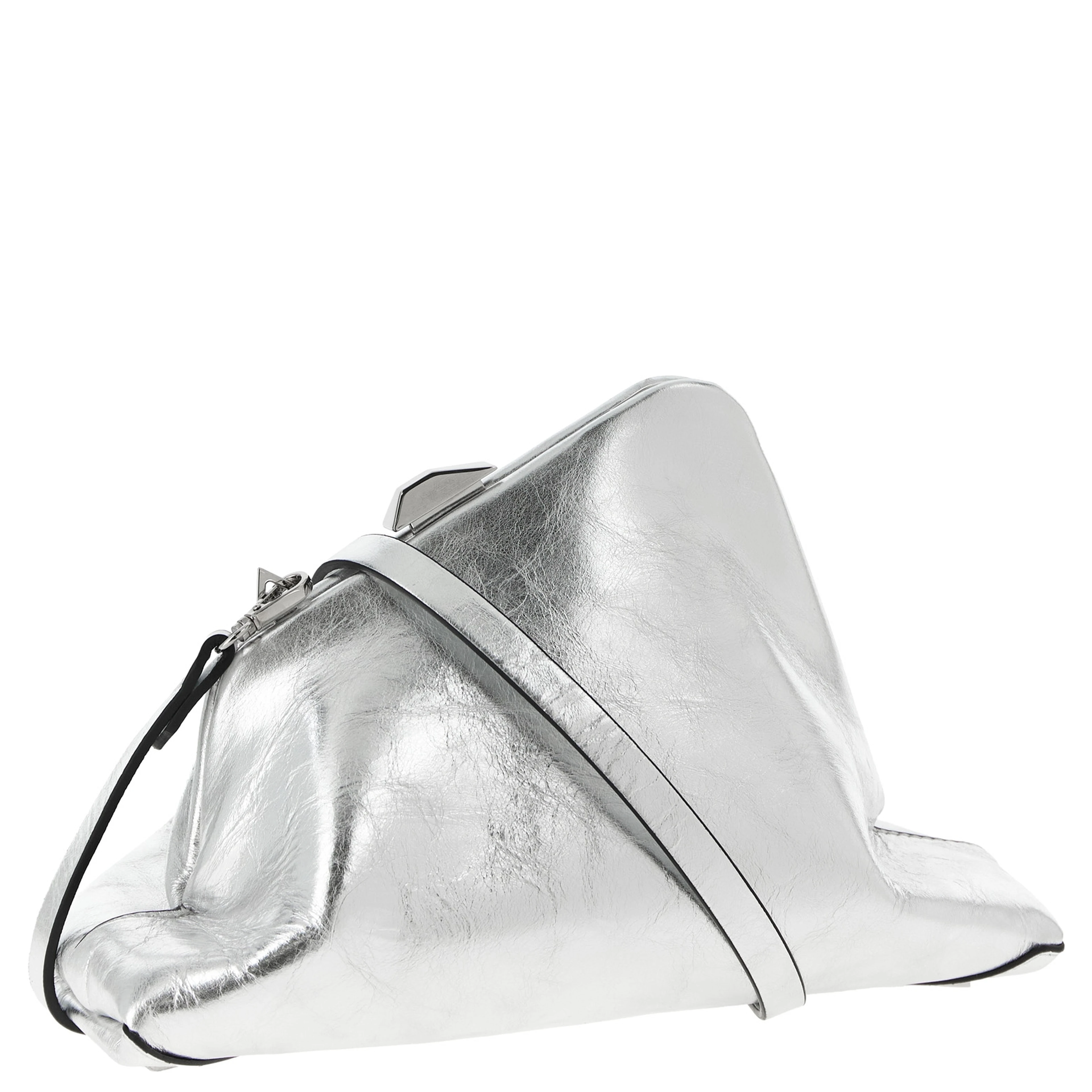 Silver Calfskin Clutch Bag