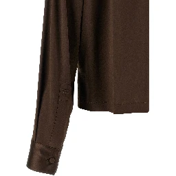 Brown Silk Polo Shirt