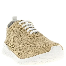 Beige Cotton Athletic Sneakers