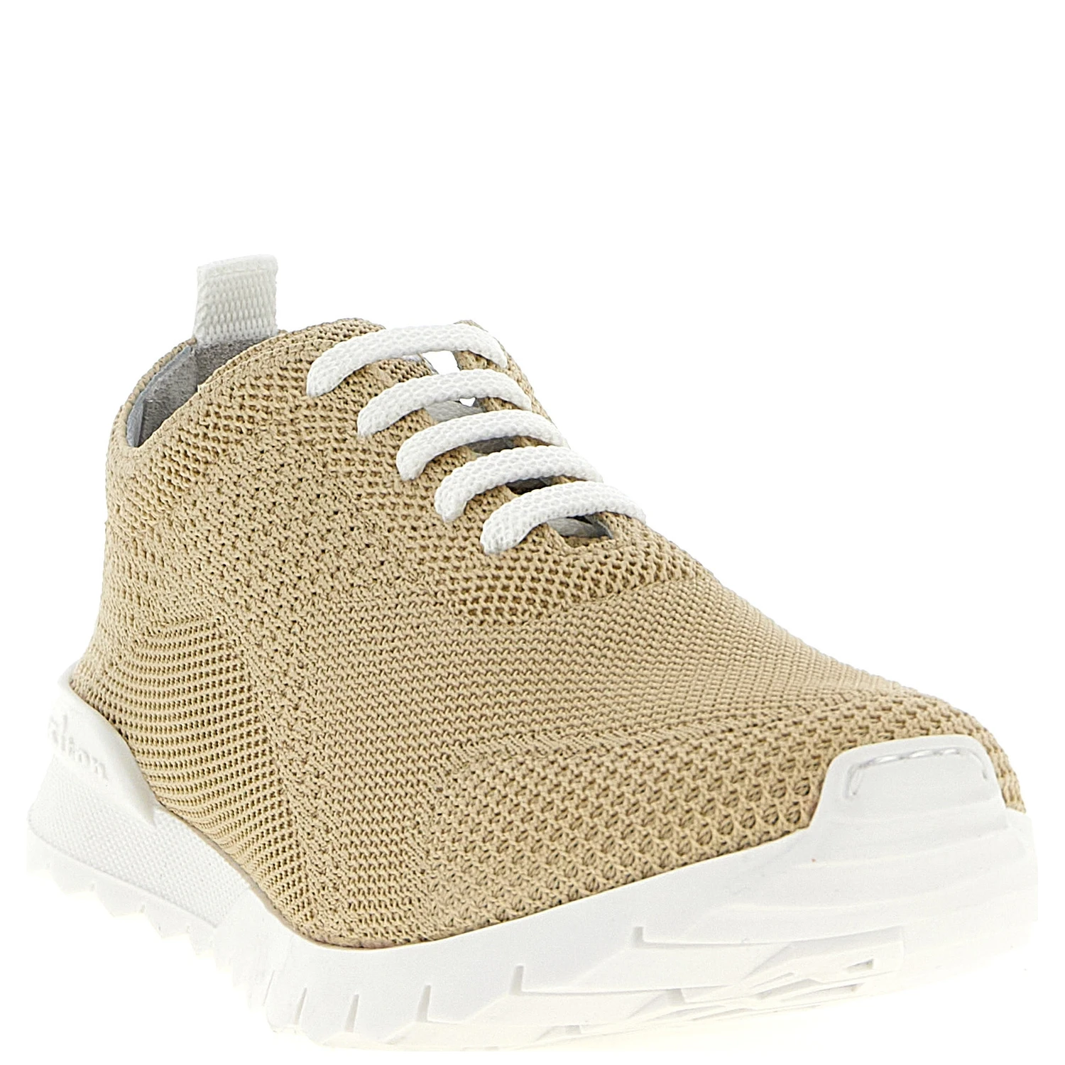 Beige Cotton Athletic Sneakers