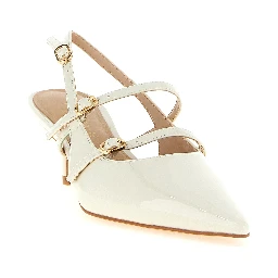 White Polyethylene Mid Heel Pumps