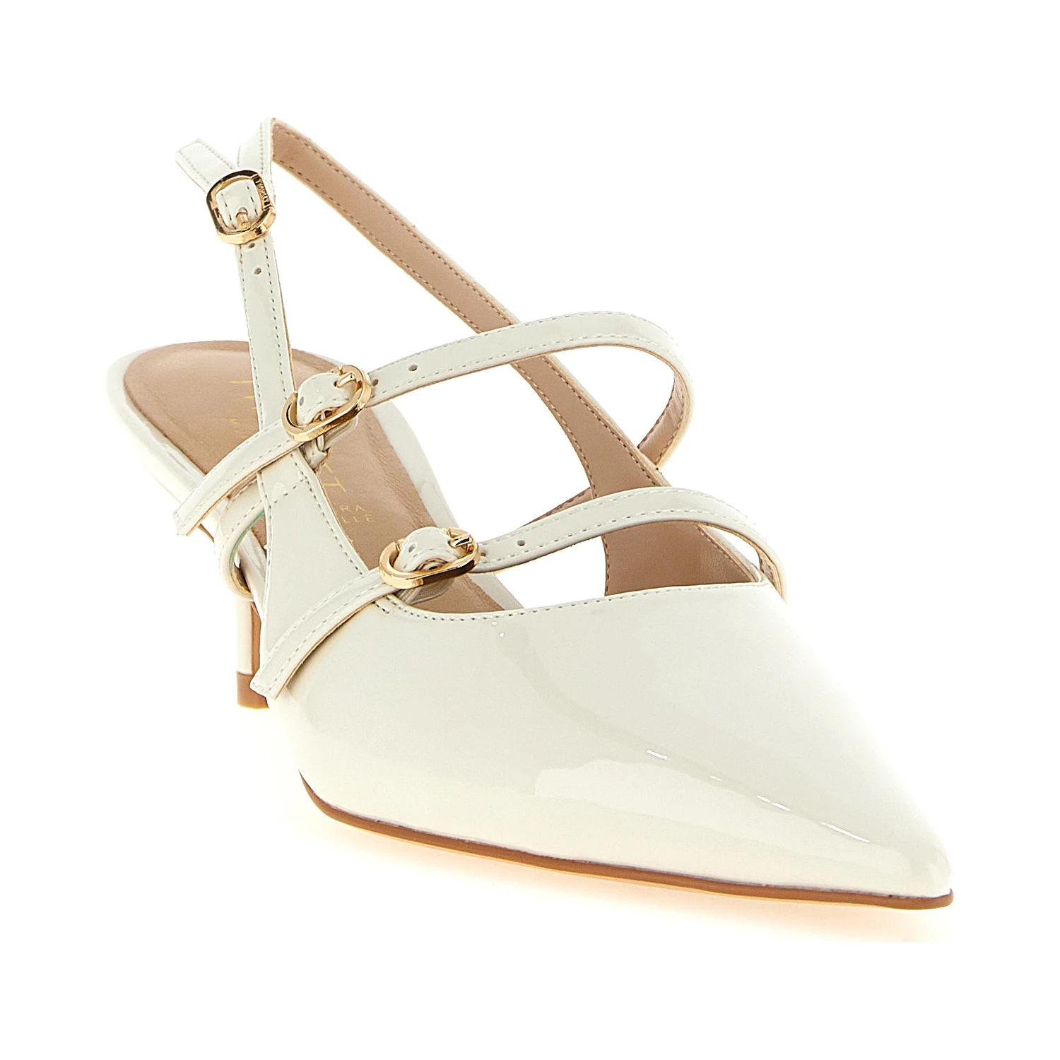 White Polyethylene Mid Heel Pumps