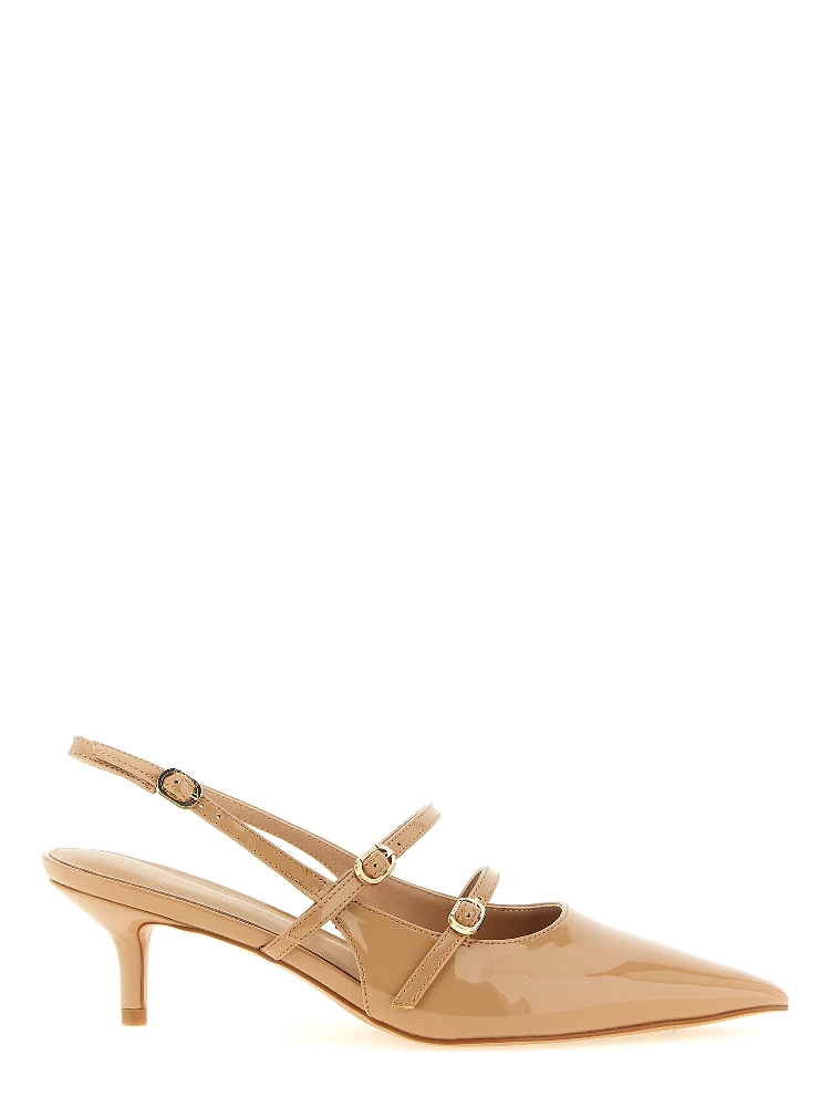 Beige Polyethylene Mid Heel Pumps