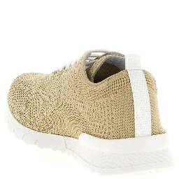 Beige Cotton Athletic Sneakers
