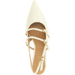 White Polyethylene Mid Heel Pumps