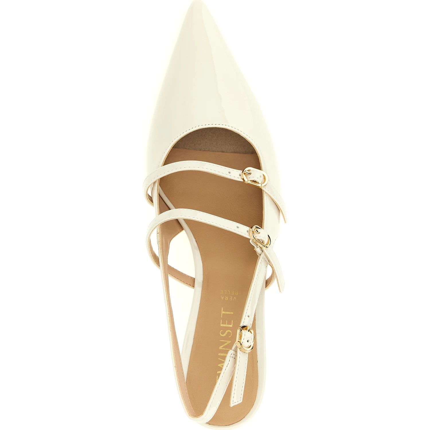 White Polyethylene Mid Heel Pumps