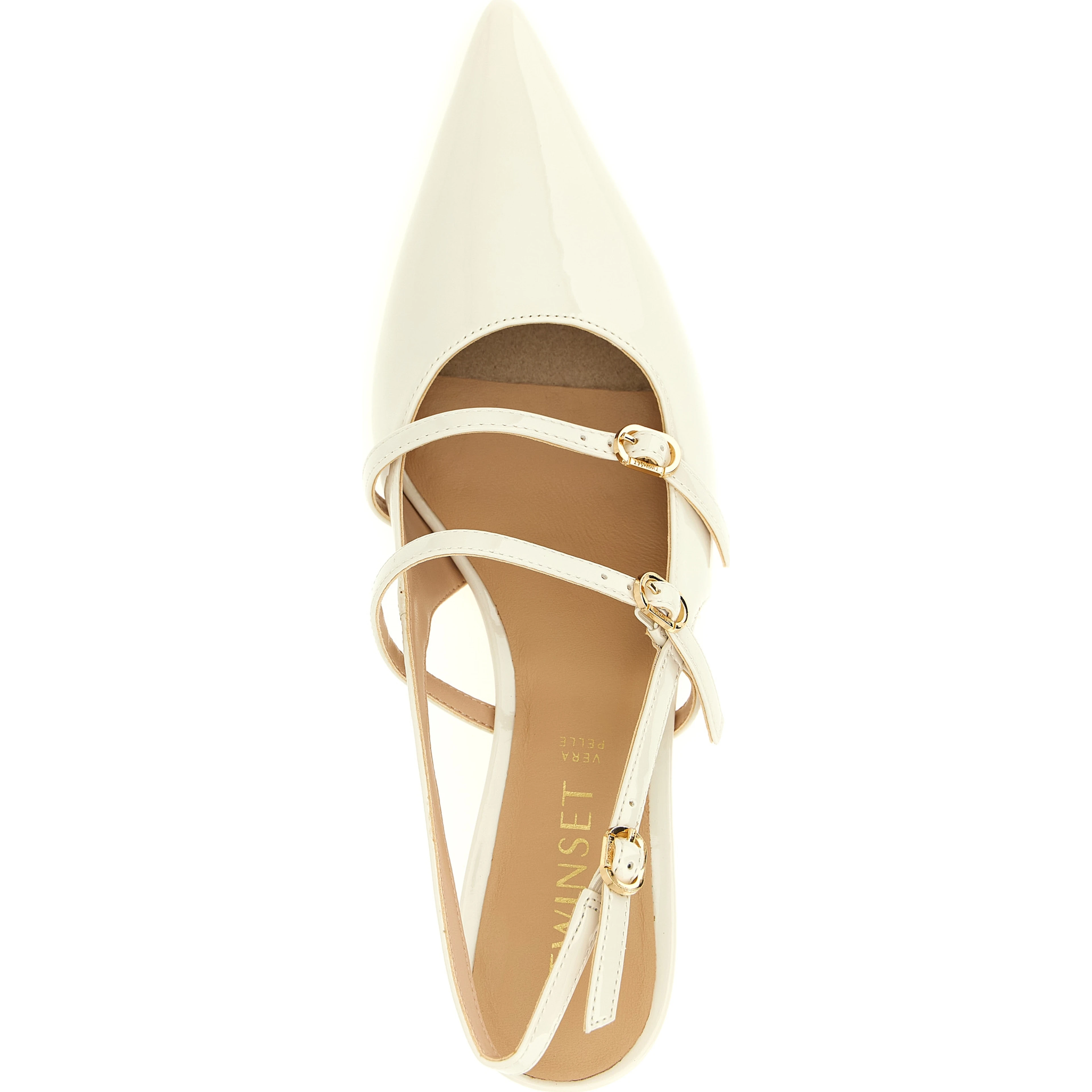 White Polyethylene Mid Heel Pumps