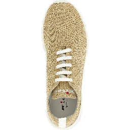 Beige Cotton Athletic Sneakers