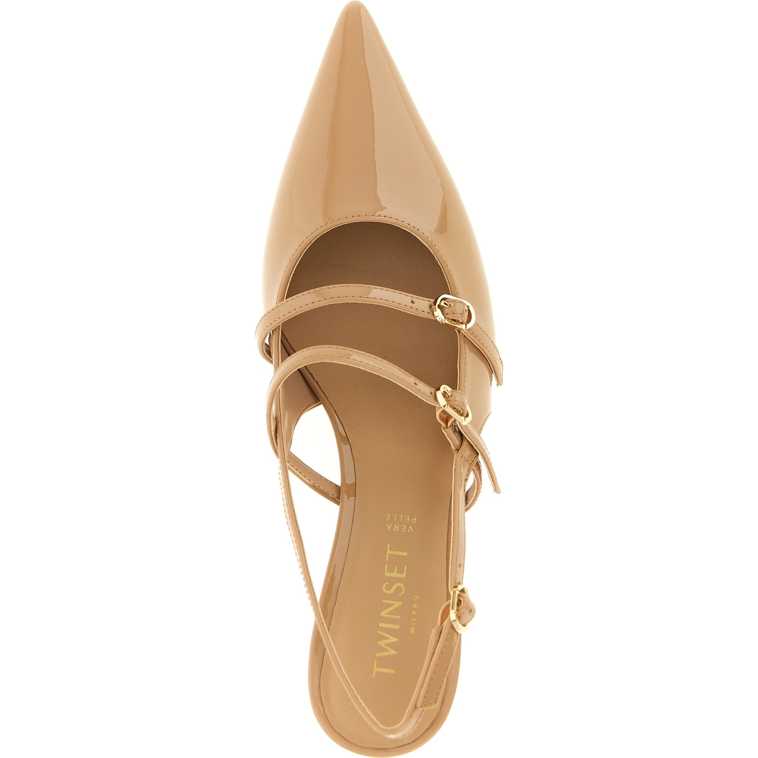 Beige Polyethylene Mid Heel Pumps