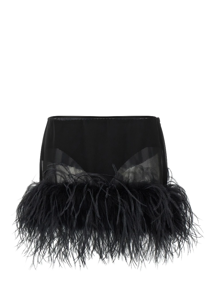 Black Polyester Long Skirt