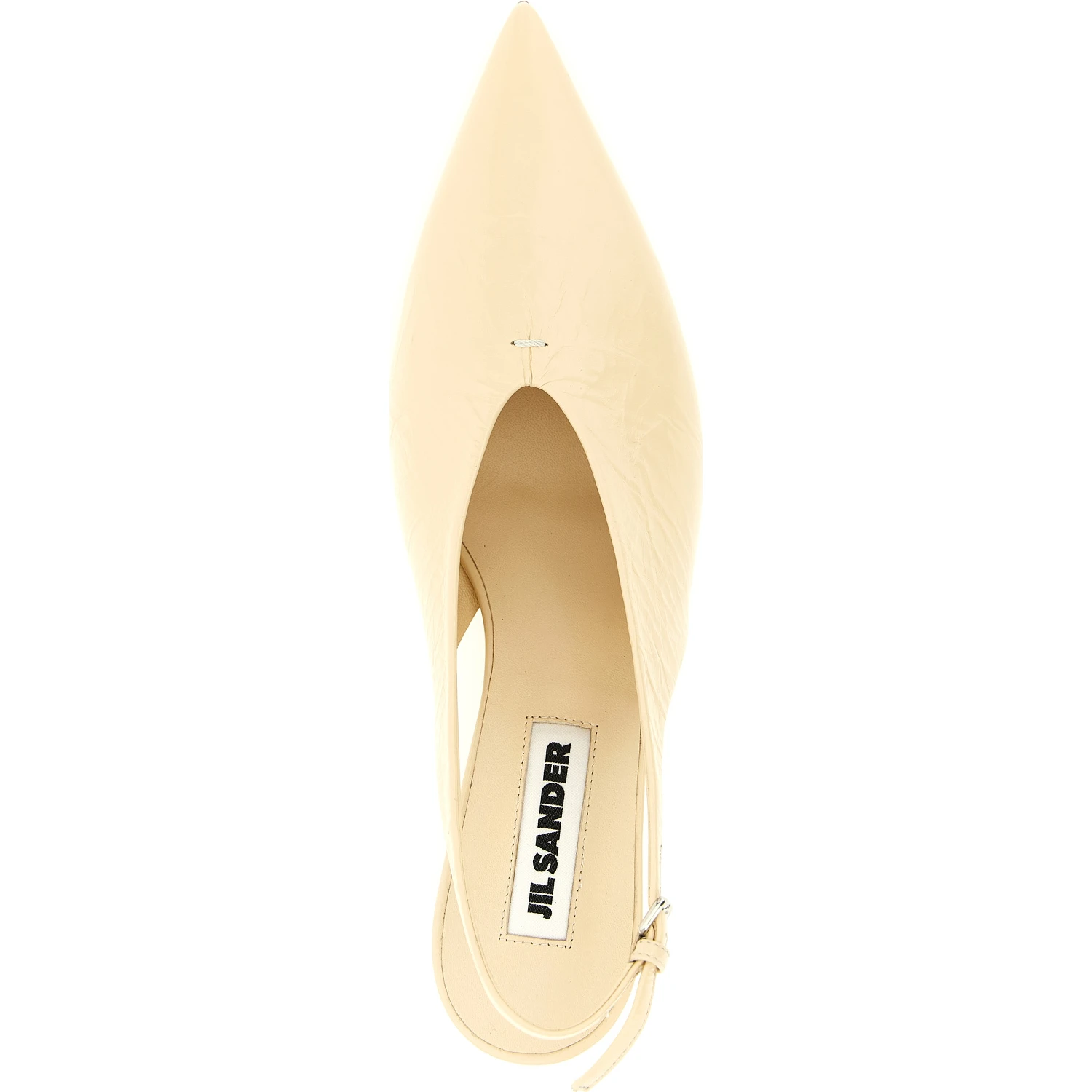 Beige Calfskin Mid Heel Pumps