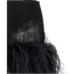 Black Polyester Long Skirt