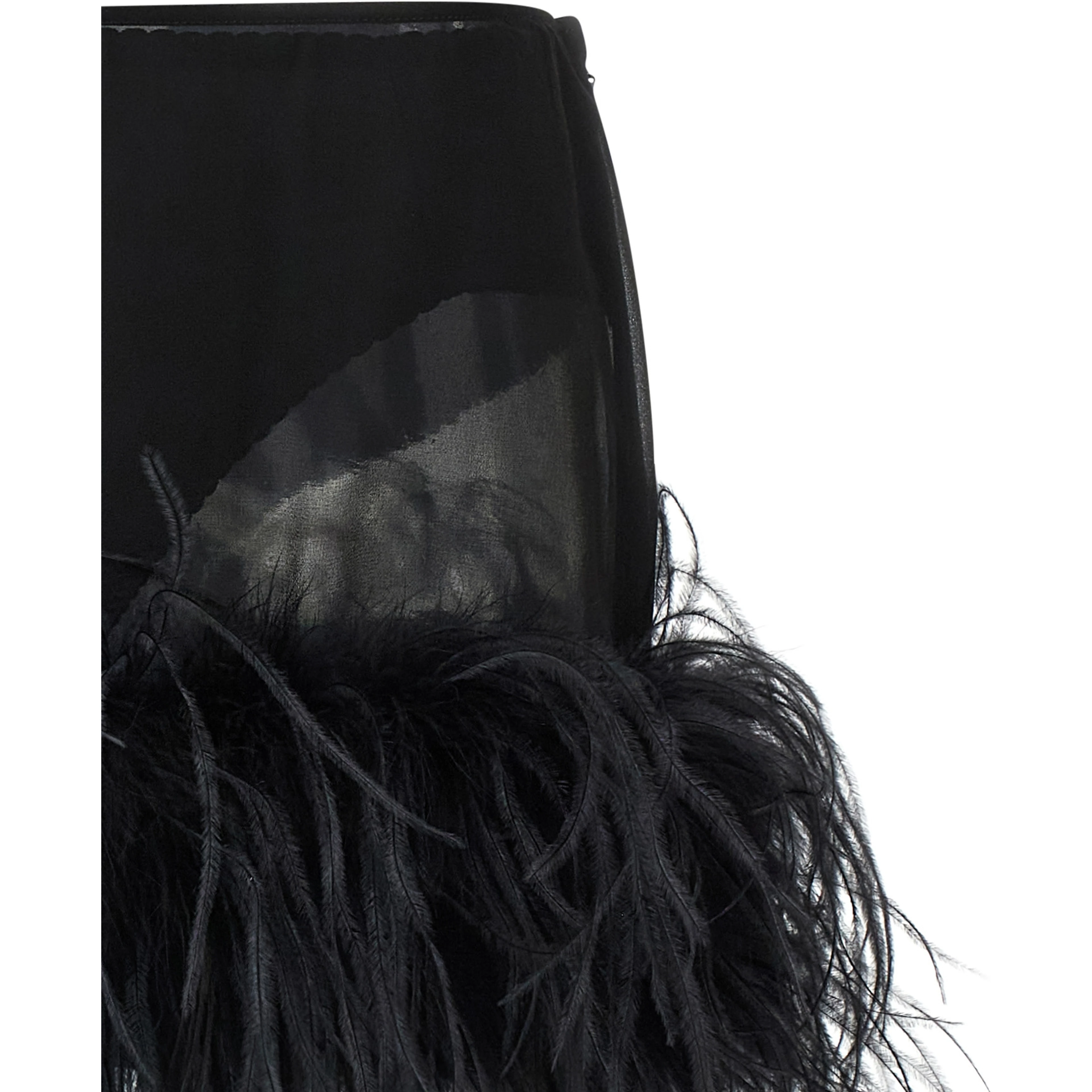 Black Polyester Long Skirt