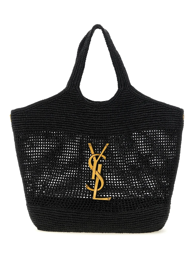 Black Raffia Tote Bag