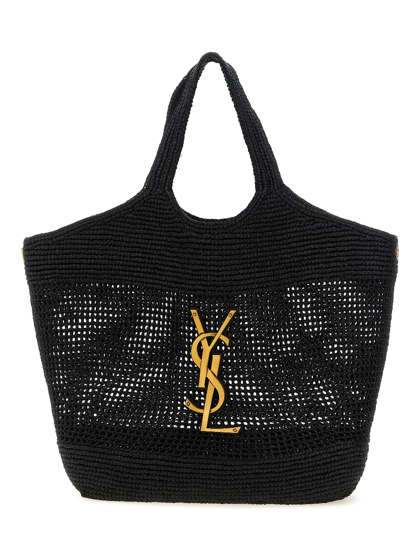 Black Raffia Tote Bag