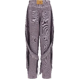 Purple Cotton Cargo Pants