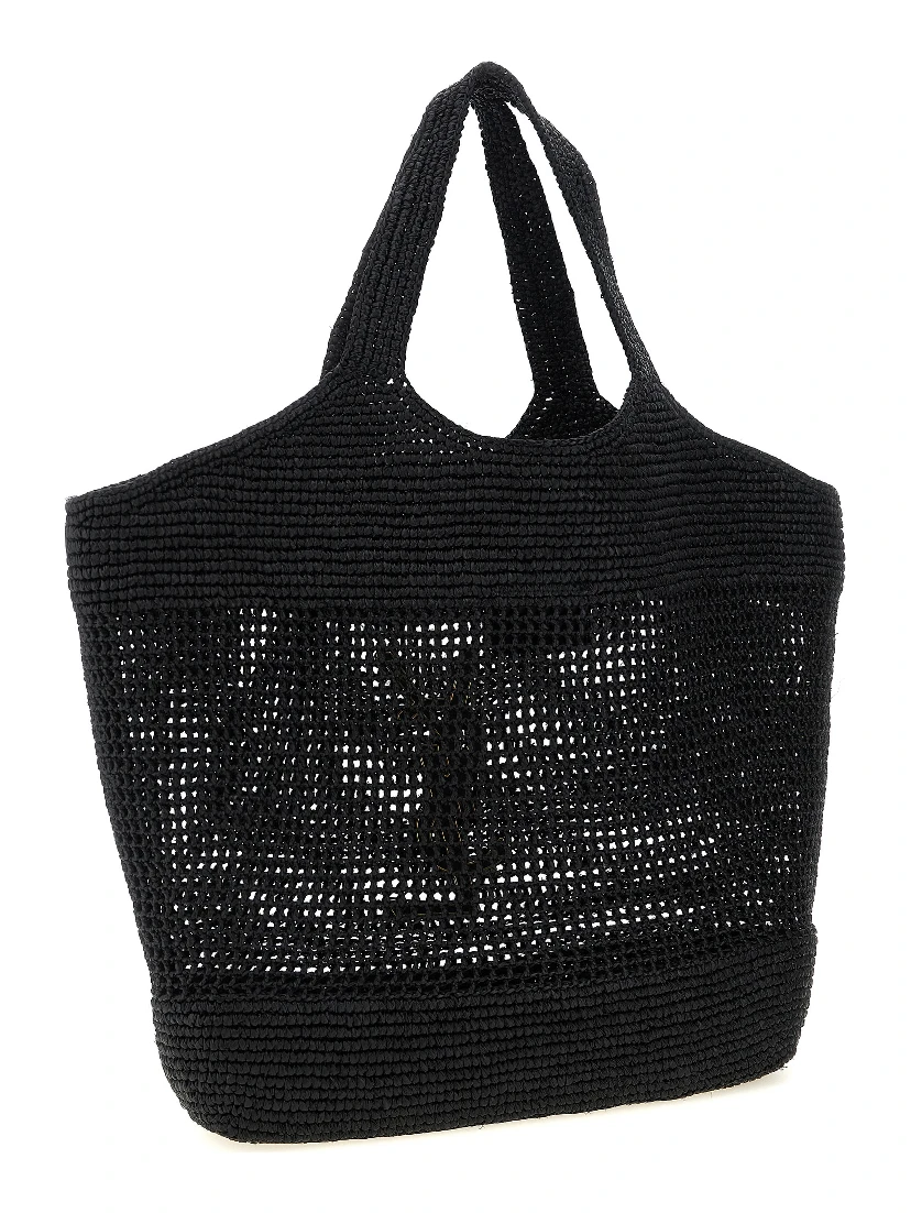 Black Raffia Tote Bag