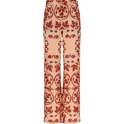 Multicolor Silk Casual Pants