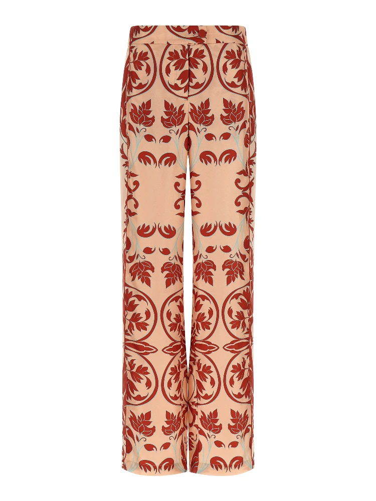 Multicolor Silk Casual Pants