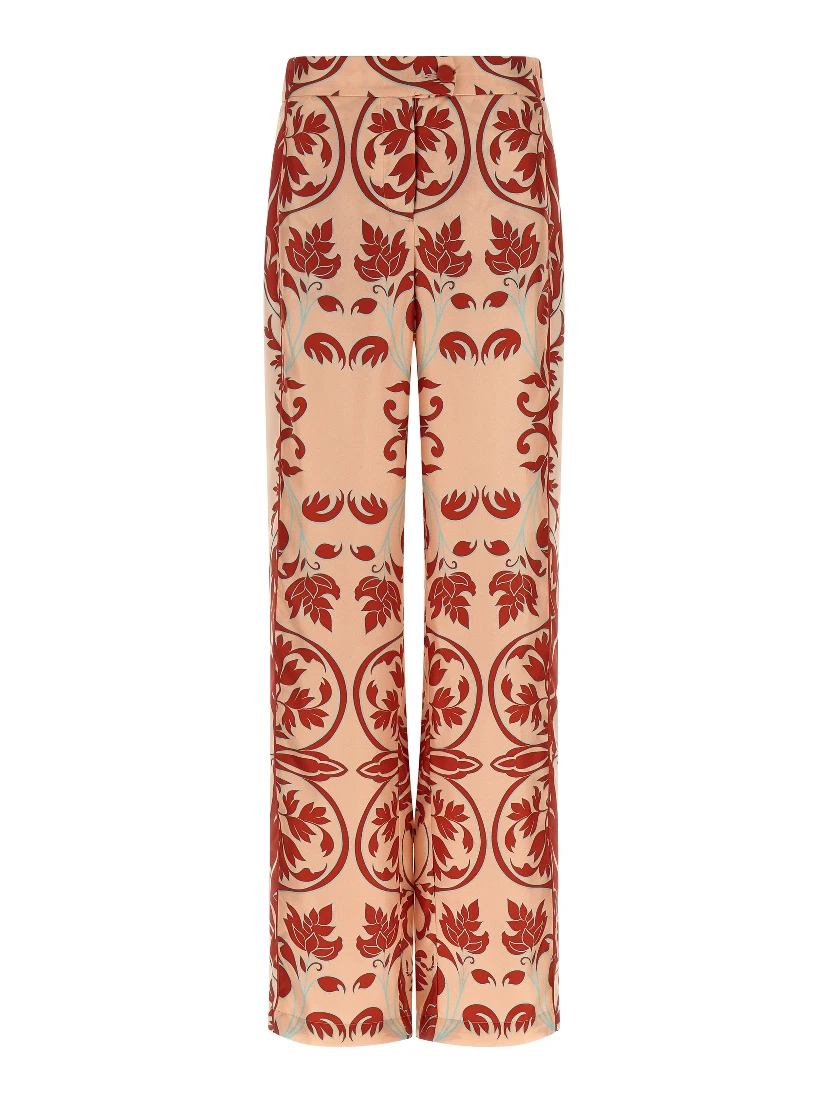 Multicolor Silk Casual Pants