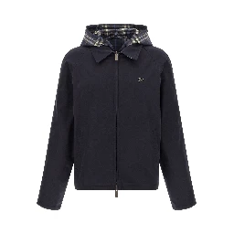 Blue Cotton Full-Length Jacket