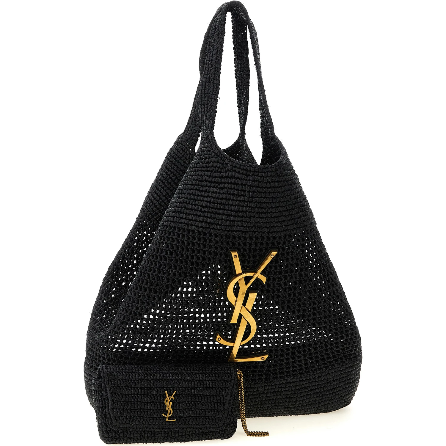 Black Raffia Tote Bag