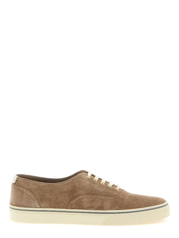 Beige Calfskin Low Top Sneakers