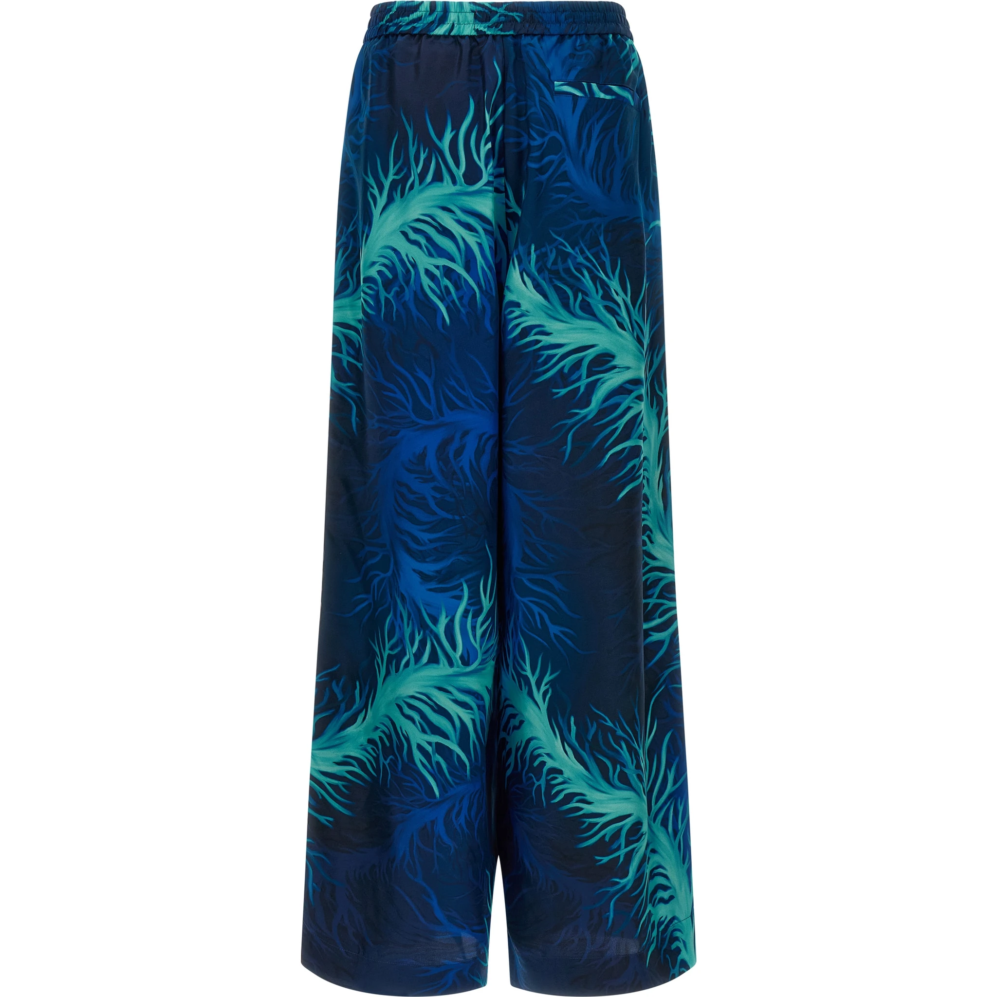 Blue Silk Casual Pants