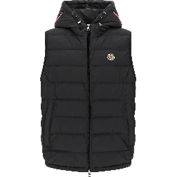 Black Polyester Sleeveless Jacket