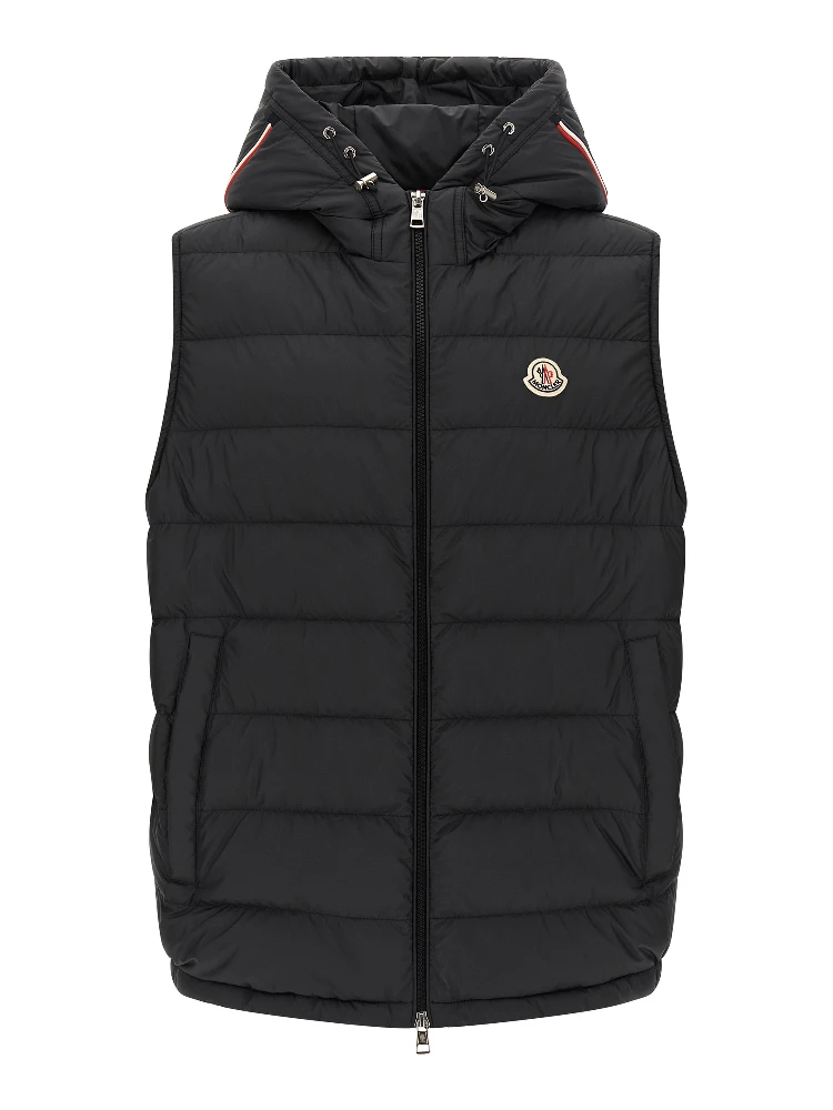 Black Polyester Sleeveless Jacket