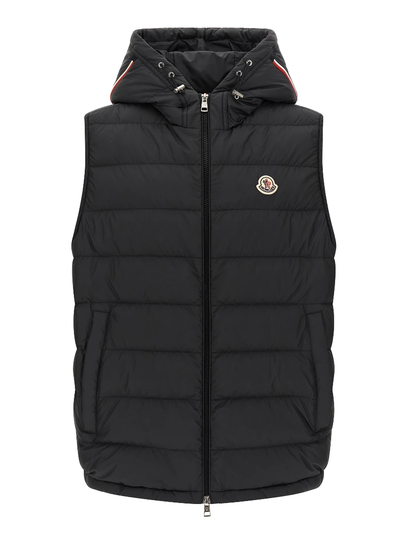 Black Polyester Sleeveless Jacket