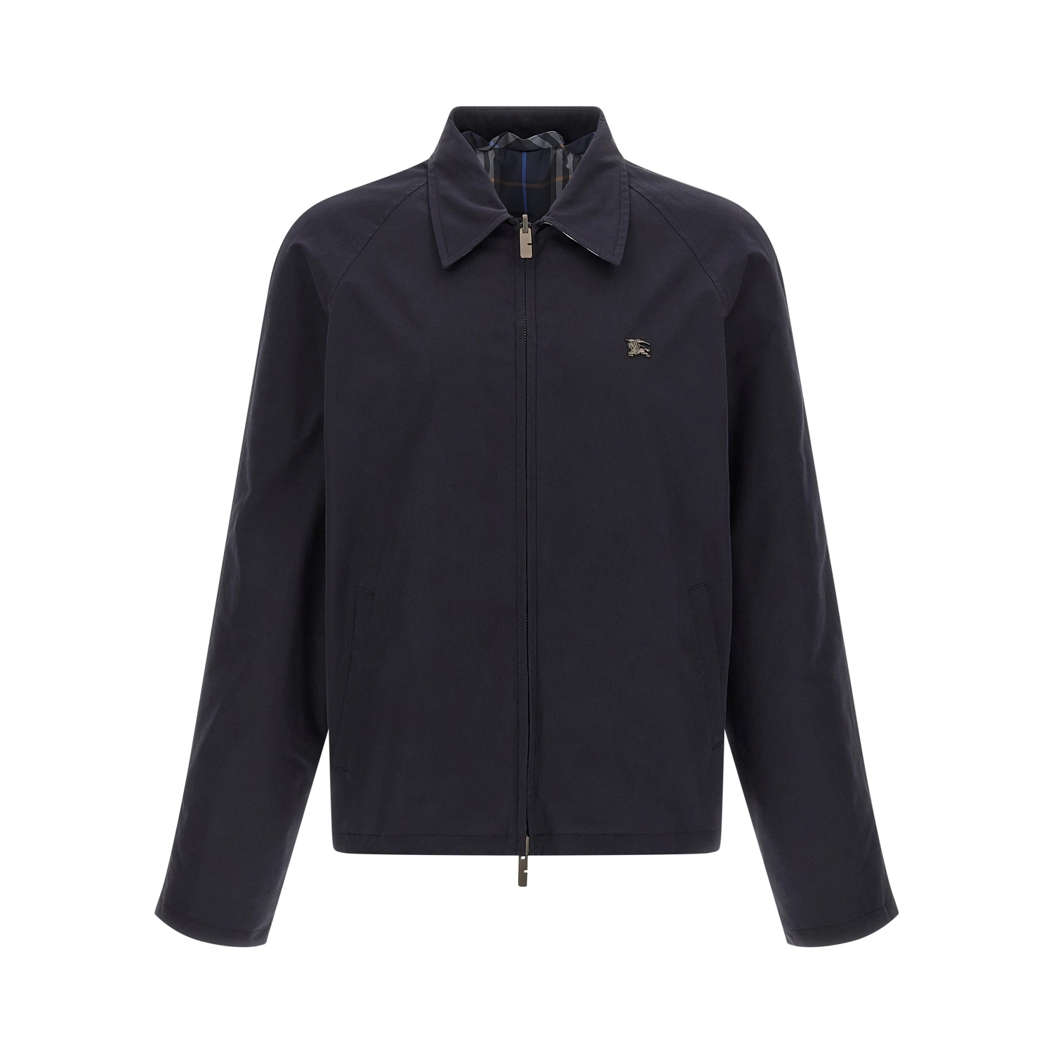 Blue Cotton Full-Length Jacket