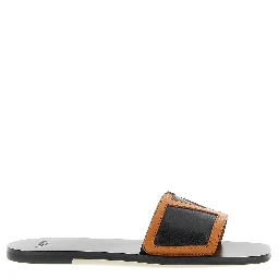 Brown Lamb Leather Slides